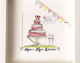 Wedding Day original mixed media artwork.