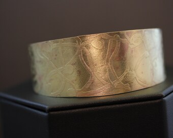 Etched Brass Cuff Bracelet (043018-011)