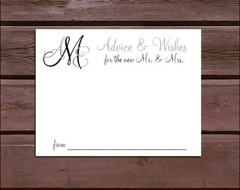 100 Monogram Advice and Wishes. Wedding Favors - monogrammed