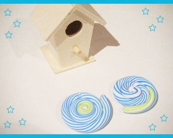 2 fimo polymer clay lollipop cabochons