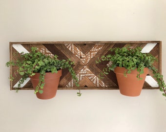 Wall Planter - Plant Hanger - Wood Wall Art - Wood Wall Planter - Wood Plant Hanger - Wood Wall Art - Geometric Wood Planter - Boho Decor