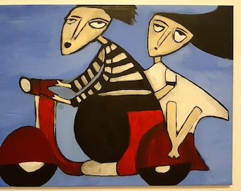 Original Acrylic Painting On Canvas By K. Majkowska - "Travelling in Indonesia"
