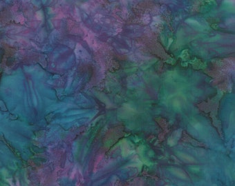 Tropical lagoon batik. Deep ocean greens, blues, and purples.