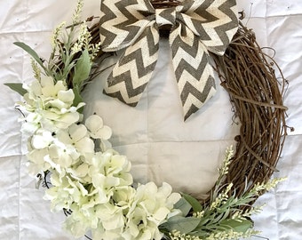 Spring Grapevine Wreath, Hydrangea Wreath, Front Door Wreath, Year Round Wreath, Farmhouse Wreath, Mother's Day Wreath, Summer Wreath