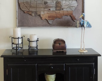 Large (37" X 25") Reclaimed Wood Art Wooden USA Map. Wooden United States Map