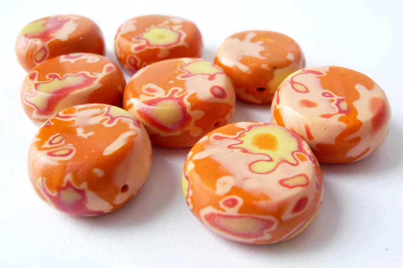 Unique Yellow Beads Unique Orange Beads Unique Polymer