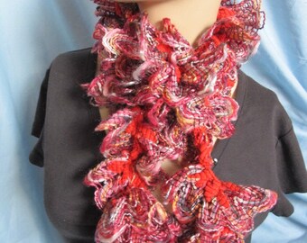 Sale - Ric Rac Knit Ruffle Scarf, Knit Scarf, Unique Scarf, Accent Scarf, Fun Scarf, Edgy Scarf, Funky Scarf, Fun Scarf, Winter Scarf
