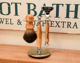 Handmade shaving set. Razor Set. Tamarind - Mach 3 - handmade - fathers day shaving gift - unique gift for him or birthday gift for dad