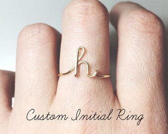 Custom Initial ring sterling silver letter ring/gold fill initial ring/stack rings/name ring/personalized bridesmaid gift/wedding jewelry