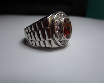 Sterling Silver Mandarin Garnet Ring size 8 1/2