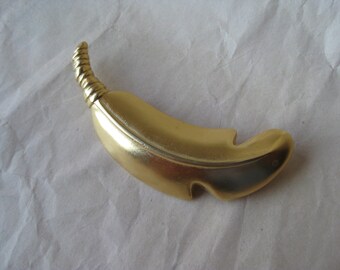 Feather Gold Brooch Vintage Pin