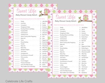 Baby Shower Sweet Life Candy Bar Match Game Printable Baby