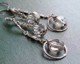 Antique Sterling and Crystal Dangle Earrings Antique and Vintage Assemblage