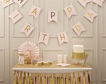 Party Decorations /Happy Birthday ,pink Bunting, Girls Birthday Decor, Girls Party Decor, Pink Birthday Banner, Pink Party Decor