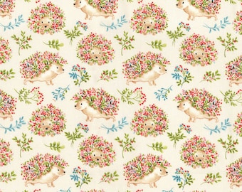 Flower Power Hedgehogs fabric by fabric traditions, By the Half Yard, 44" wide, 100% cotton, novelty fabric, hedgehog fabric, animal fabric