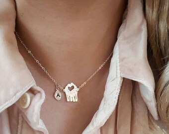 Delicate Petite heart giraffe necklace, giraffe necklaces,initial leaf necklace,Layering necklace,Tiny Necklace,Bridesmaid Gift, valued gift