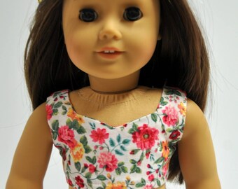 Pink Floral Crop Top 18 Inch Doll Clothes