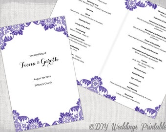 Catholic Wedding program template Champagne Scroll