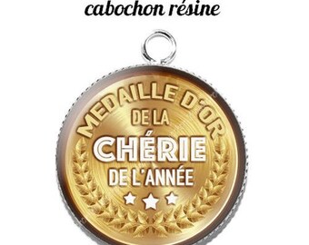 20 mm resin cabochon pendant medal sweetheart... 2