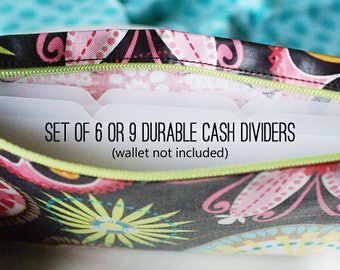 Tabbed cash dividers for envelope system | blank wallet dividers, set of 6, set of 9, set of 12