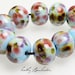 Blue Pink Beads, Soft Blue and Pink Frit Beads,Flowery Beads, Soft Blue Lampwork Beads, Spring Beads, Garden Beads, Kathys Bead Shop