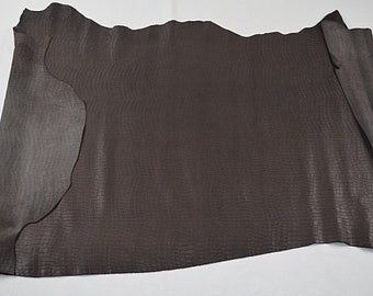crocodile print brown cowhide leather