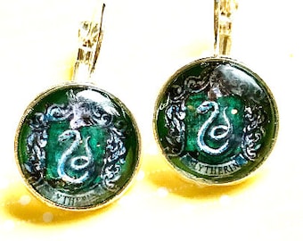 Harry Potter Slytherin cabochon earrings- 16mm