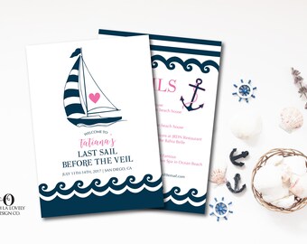 weekend bachelorette itinerary beach invitation nautical