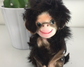 Vintage California Creations Bradley Ceramic Monkey with Real Fur Figurine