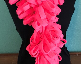 Fluorescent Pink Print Loopy Fleece Boa Scarf