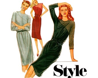 Style 2930 Womens Straight Dress 80s Vintage Sewing Pattern Size 10 Bust 32 1/2 inches UNCUT Factory Folded