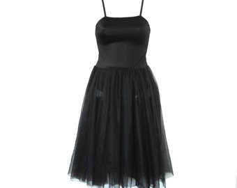 80s 90s Black sheer mini dress size - S