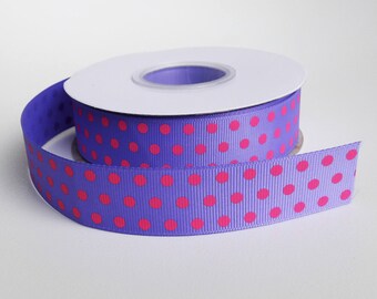Gift Ribbon, Grosgrain ribbon, ribbon, polka dots, lilac, pink, 25 mm, 25 m