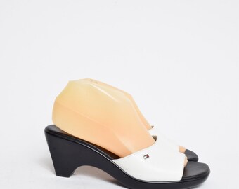 Vintage 90's White Leather Tommy Hilfiger Sandal Heels