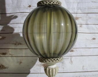 Mid Century Modern Retro Smokey Gray Glass Globe Table Lamp Amber Swag Vintage Hollywood Regency Colonial Premier Torchiere White Milk Shade