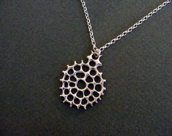 Net necklace, silver necklace, Ernst Haeckel