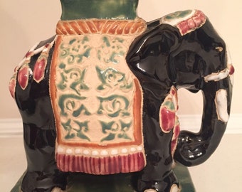 Vintage Porcelain Garden Stool Ceramic Elephant Plant Stand Patio Accent Side luck
