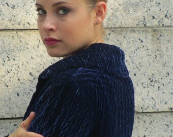 Beautiful 1920s Midnight Blue Silk Velvet Flapper Coat Jacket