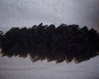 Black ruffled scarf