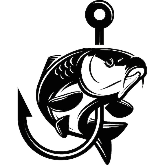 Carp Fishing 7 Logo Angling Fish Hook Fresh Water Hunting