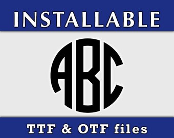 Circle Monogram Installable True Type font OFT TTF font monogram Fonts for Cricut Explore Silhouette Cameo sure cuts a lot scan n cut