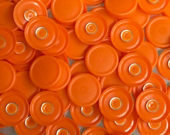 Medicine flip off vial caps for crafts- 13mm tangerine orange 100 pcs