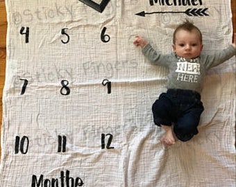 Unisex Arrow Milestone Muslin Blanket