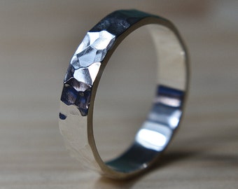 Hammered Sterling Silver Ring, Hammered Wedding Ring, Hammered Silver Band, Hammered Wedding Band for Man, Mens Hammered Wedding Band