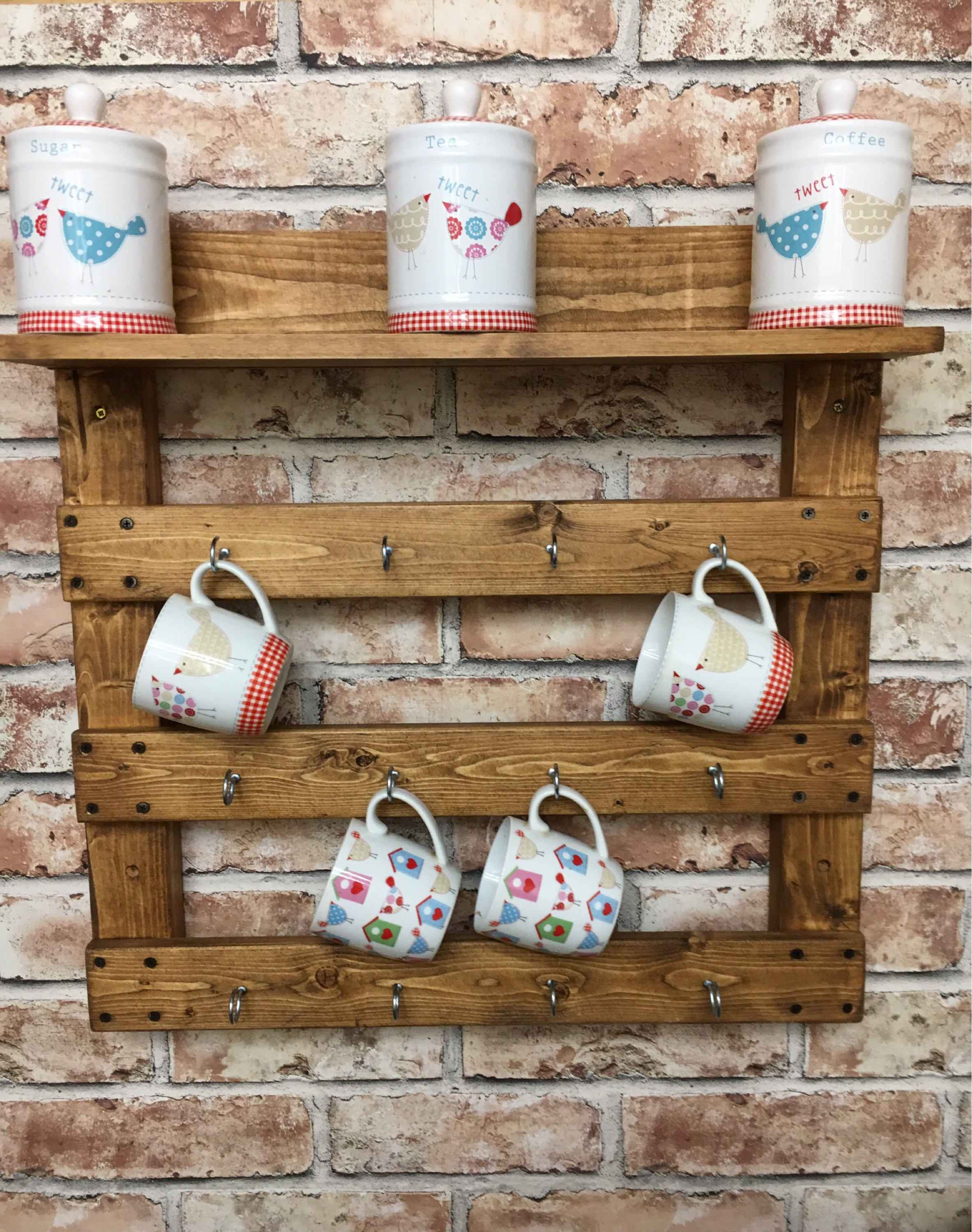 Mug rack reclaimed wood pallet wood rustic housewarming