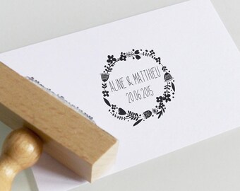 Vintage wooden customize wedding stamp