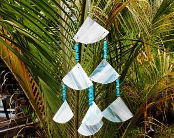 Glass Wind Chimes, Suncatcher, Glass Yard Art, Garden Decor, Stained Glass Windchimes, Iridescent Glass Suncatcher, Handmade Hostess Gift