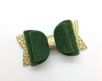 Handmade Wool Felt Bow, Christmas Felt Bows, Baby Hair Bow, Headband Bow.