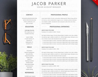 Resume Template Word 3 Page Professional CV + Cover Letter Creative Teacher Resume Two Column