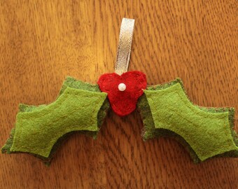 Handcrafted Holly Christmas Tree Decoration